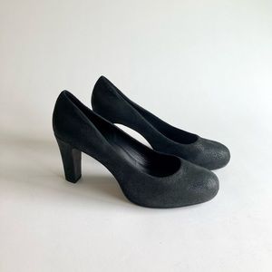Eileen Fisher Black Leather Hidden Platform Pumps size 10